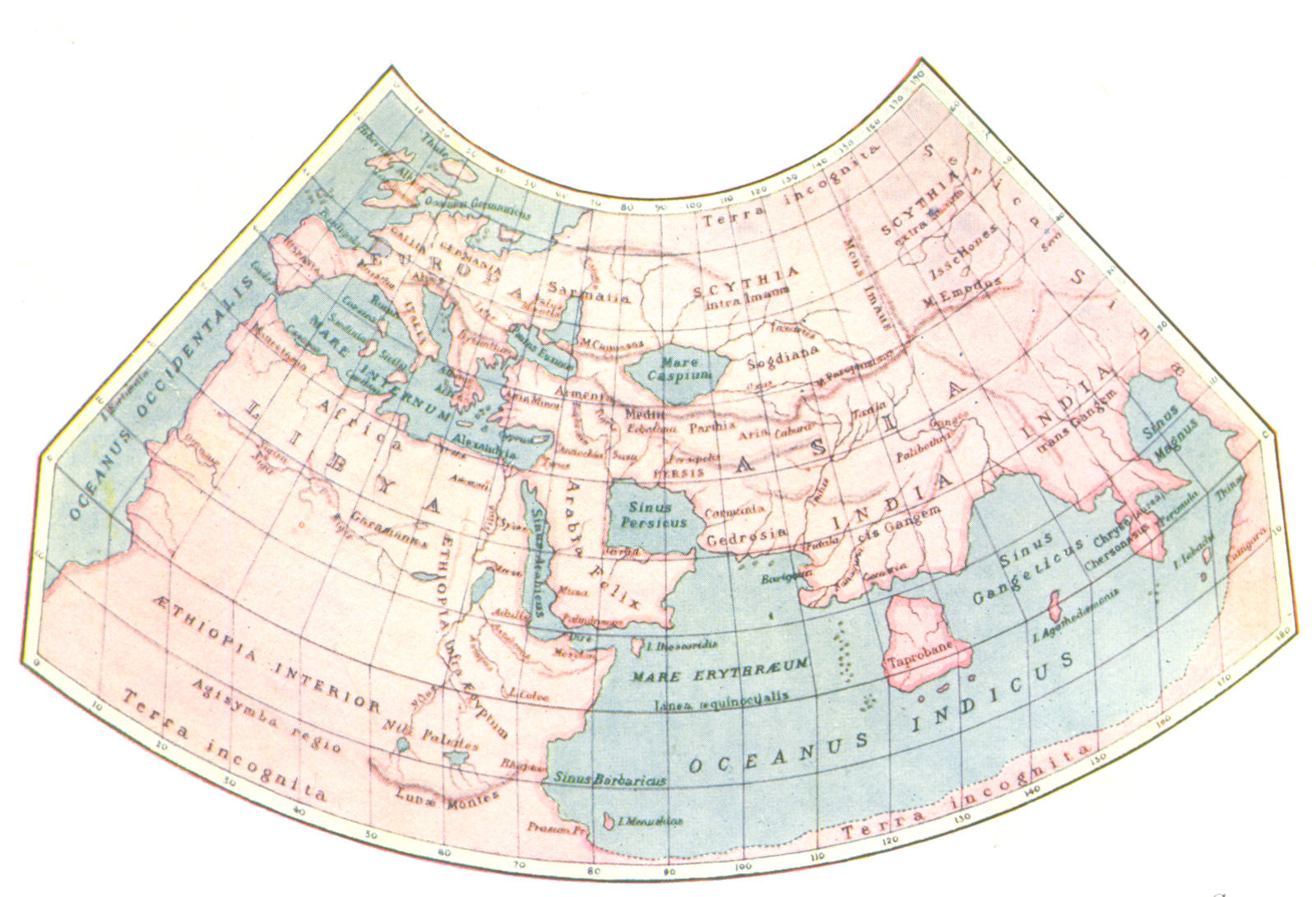 WORLD. The old according to Ptolemy 1936 vintage map plan chart